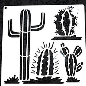 Plantilla n.° 38 Cactus de 6 x 6 para manualidades de pintura de pared, tarjetas de felicitación y álbumes de recortes