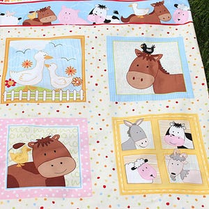 baby quilt #214 quilt panel farm animals kids throw, quilt, quilt blocks9 1/4 x 9 1/4