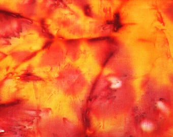 batik #91 cotton quilt fabric fall leaves colors remnant rust and orange scrap fabric