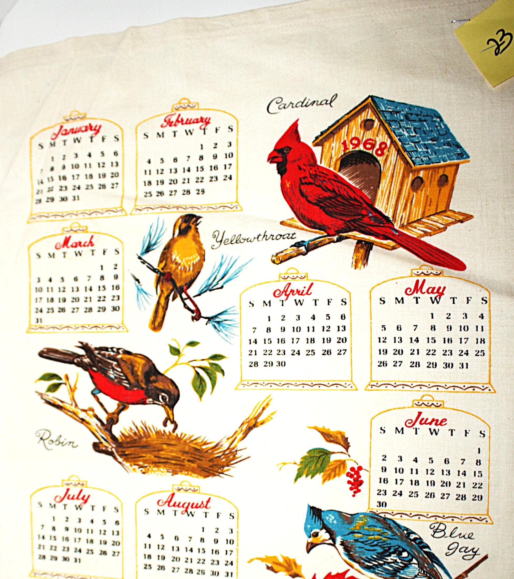 1968 Vintage Fabric Calendar - Etsy