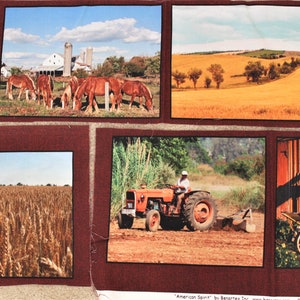 fabric #1 farm panels realistic horses, barn wall hanging