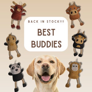 All-Natural Dog Toy - Eco-Friendly Stuffed Animal for Dogs & Puppies | No Plastic | Safe, Durable Chew Toy | 6 Animal Besties to Pick