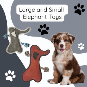 Elephant Dog Toy – Eco-Friendly Plush for Small and Large Dogs | Natural Leather with Jute and Coconut Fiber | Safe Chew Toy for All Sizes