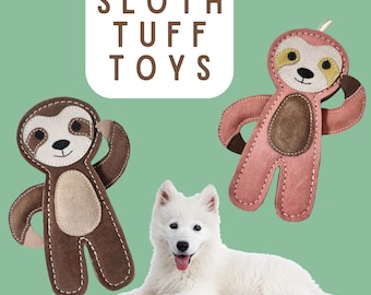 Tuff Toys Pet-friendly eco-sourced Sloth Dog Toy made of all-natural buffalo leather and wool