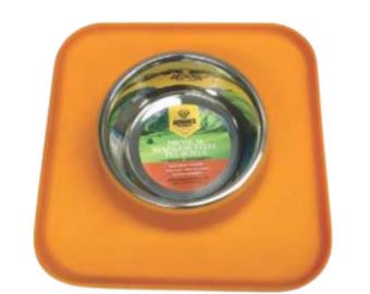 Comedero cuadrado de silicona pequeño para mascotas con 1 tazón: antideslizante e impermeable para gatos y cachorros. Sin BPA, fácil de limpiar.