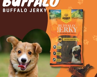 Buffalo Jerky Dog Treats – Natural Water Buffalo Chews | High Protein, Grain-Free Dog Snacks | Clean, All-Natural Dog Jerky