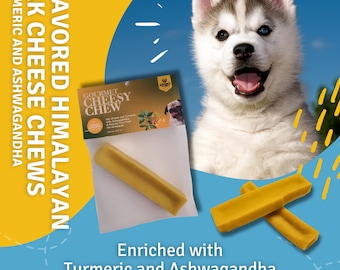 Turmeric and Ashwagandha Yak Cheese Dog Chews – Natural Himalayan Treats – Long-Lasting Gluten-Free Chews for Dogs