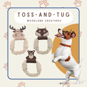 Triple Stitched Natural Tug Toy for Dogs – Durable, Eco-Friendly & Pet-Safe | Tough Tug of War Toy for Aggressive Chewers | Moose, Fox, Bear