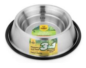 3-in-1 Stainless Steel Pet Bowl – Non-Skid, Spill-Proof, Portion Control Food and Water Dish with Measurement Marks for Dogs and Puppies