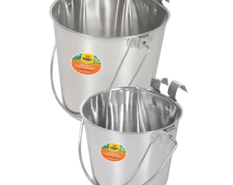 Stainless Steel Flat Buckets with Hook – Seamless and Hygienic – 1 to 13 Quart – Easy Clean & Durable