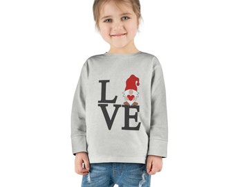 Valentines Day LOVE Gnome Unisex Toddler Long Sleeve Tee