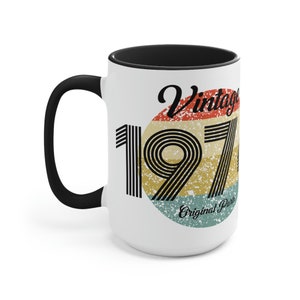 Vintage 1974 Two-Tone Coffee Mugs, 15oz