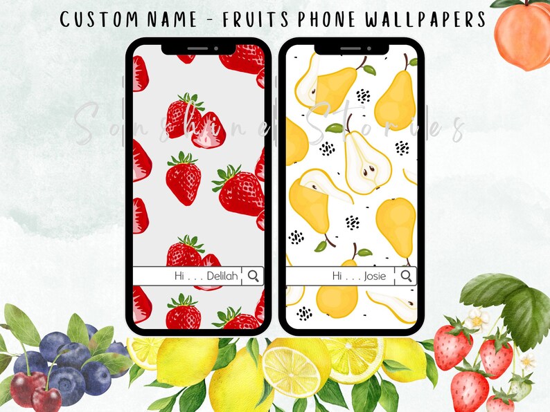 Custom Name Phone Wallpapers Fruits Phone Wallpapers Summer Etsy