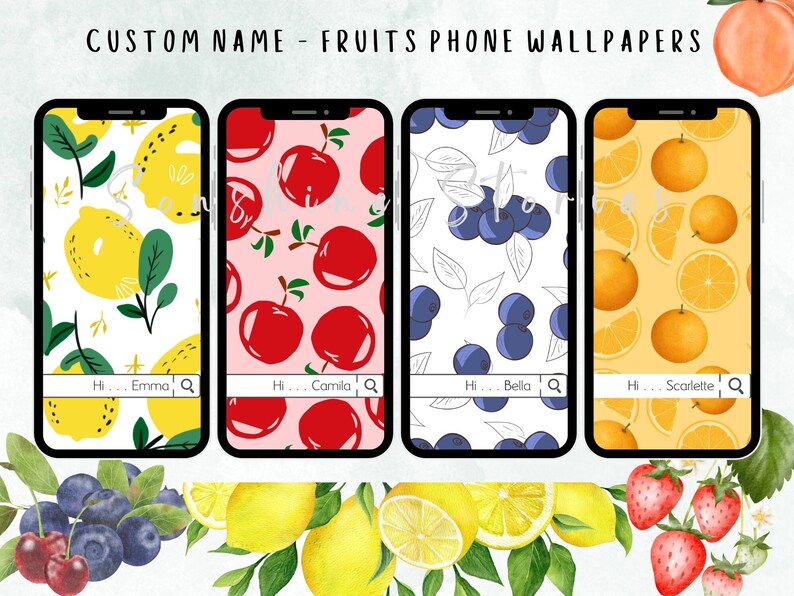 Custom Name Phone Wallpapers Fruits Phone Wallpapers Summer Etsy