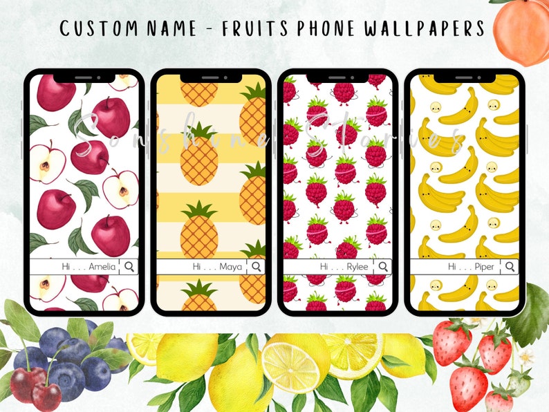 Custom Name Phone Wallpapers Fruits Phone Wallpapers Summer Etsy