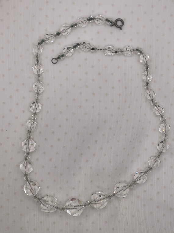 Vintage German Crystal Glass sterling silver neckl