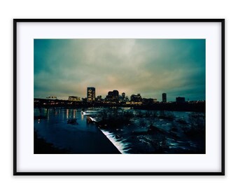 Richmond Skyline - RVA Handmade Frame, Richmond Wall Art, Richmond Virginia Wall Hanging, Richmond Cityscape Prints,  James River