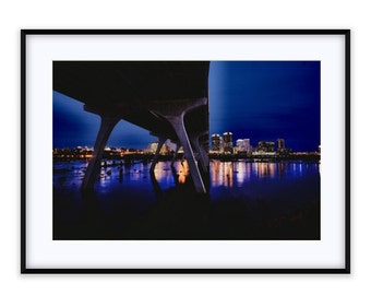 Richmond Skyline - RVA Brisdge, Richmond Wall Art, Richmond Virginia Wall Hanging, Richmond Cityscape Prints,  James River