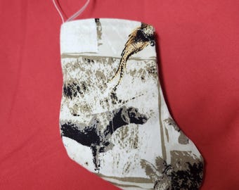 Christmas Stocking 6" Hunting Chocolate Lab Pheasant Lined - Upcycled