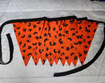 Bunting Flags 9 Flags- 6' Halloween Black Cat Witch Bat Decor