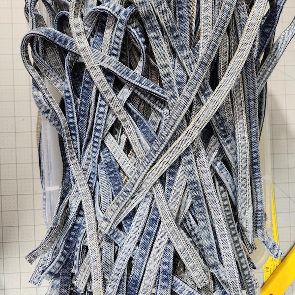 Denim Blue Jean Seams Salvaged Blue Jean Seams Lot Of 12 Yards Supplies for Crafts Upcycle