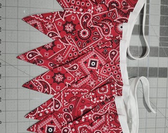 Bunting Flags 9 Flags- 6' Red Bandana Print Wedding Bridal Decor Birthday Event Baby Shower Fathers Day Anniversary Cowboy Western Decor