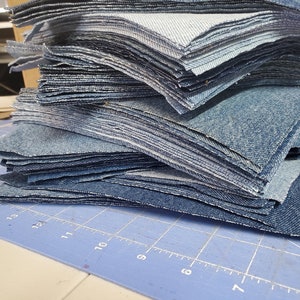 Denim Blue Jean Fabric Squares 9&quot; x 9&quot; Lot of 25 Cut 100% Cotton Quilting, Crafts, Repairs, Embroideries, Patches