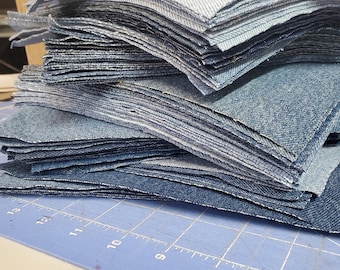 Denim Blue Jean Fabric Squares 9" x 9" Lot of 25 Cut 100% Cotton Quilting, Crafts, Repairs, Embroideries, Patches