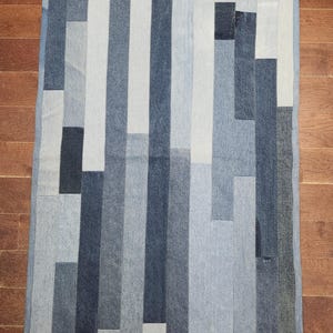Denim Throw Rug Pet Mat Denim Decor Made With Patchwork Blue Jean W/Binding & Lined 26.5"x36"
