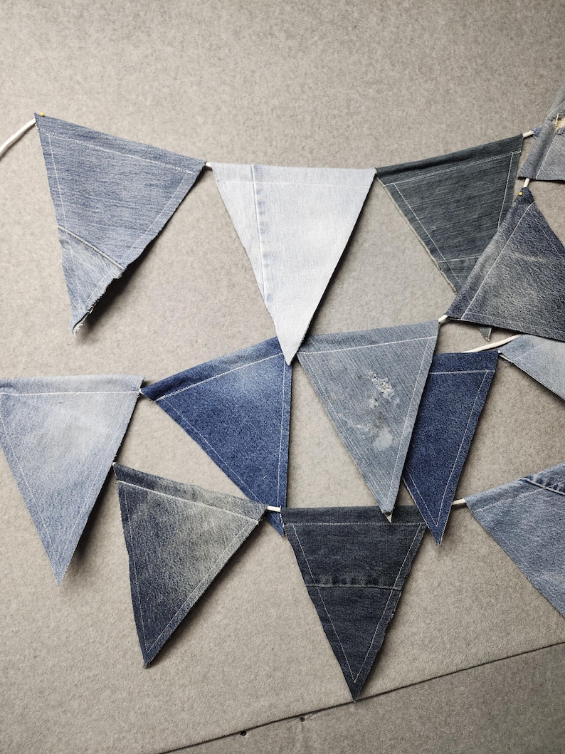 Threadbare Flag Bunting Flags 9 Flags- 6' Blue Jean Denim Wedding Bridal Decor Birthday ...