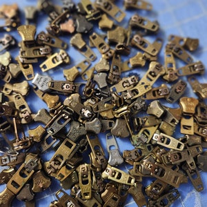 Reclaimed Zipper Heads Zipper Pulls From Denim Jeans Repurpose -Steampunk -Jewlery -Art Projects -Repairs  -Randome Lot of 50