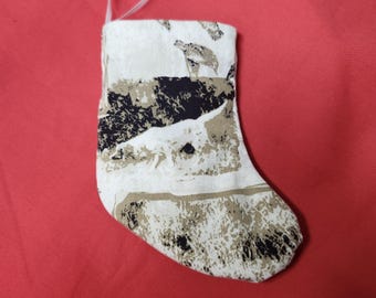 Christmas Stocking 6" Hunting Chocolate Golden Lab Mallards Duck- Lined - Upcycled
