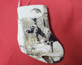 Christmas Stocking 6" Hunting Chocolate Lab Mallards Duck- Lined - Upcycled
