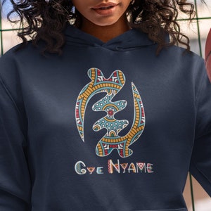 Adinkra Symbol unisex hoodie sweatshirts with authentic Ghanaian symbols, Gye Nyame, Afrocentric apparel, Medium weight cotton blend shirt