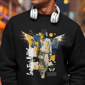 Sudadera de cuello redondo de arte urbano: unisex, elegante y cómoda, perfecta para el día a día, regalo para amantes del arte, ropa de calle acogedora.