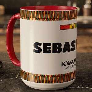 Personalized Ghanaian Mug, Saturday Born Male, Kwame Mug, Custom Colorful Coffee | Tea Cup, Unique Gift for Birthdays, African Culture