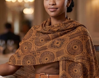 Écharpe inspirée du tissu de boue | Wrap à motif d'inspiration africaine | Foulard tendance culturel léger