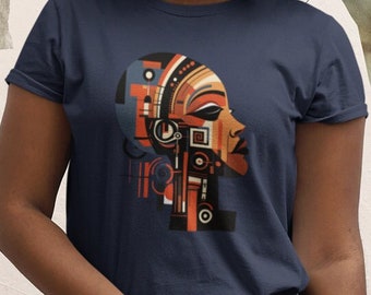 African Queen Cubist Art on a Unisex Heavy Cotton Tee