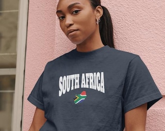 South African Flag Unisex Garment-Dyed T-shirt | African Pride Tee | Ethically Sourced Cotton | South Africa Shape with Flag | Afrocentric