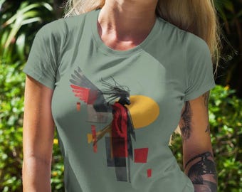 Camiseta unisex Spiritual by Nature, camiseta con gráfico de ángel, ropa urbana, top bohemio, camiseta artística teñida en prenda, ropa urbana de estilo vintage.