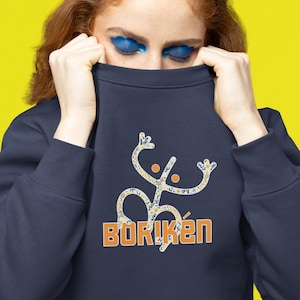 Taino Boriken Unisex Sweatshirt, Unisex Crew Neck Sweatshirt with Taino Coqui Symbol, Puerto Rican Taino Symbol Pullover Top