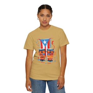 Puerto Rican Conga Drum Graphic T Shirt | Comfort Colors Unisex Cotton Tee | Garment Dyed Music Shirt image 15