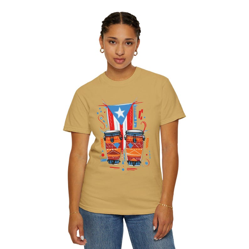 Puerto Rican Conga Drum Graphic T Shirt | Comfort Colors Unisex Cotton Tee | Garment Dyed Music Shirt image 15