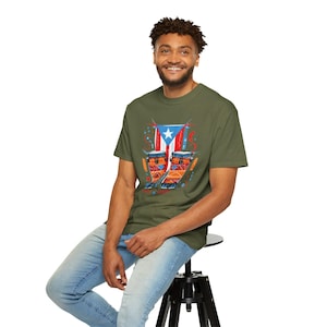 Puerto Rican Conga Drum Graphic T Shirt | Comfort Colors Unisex Cotton Tee | Garment Dyed Music Shirt image 16