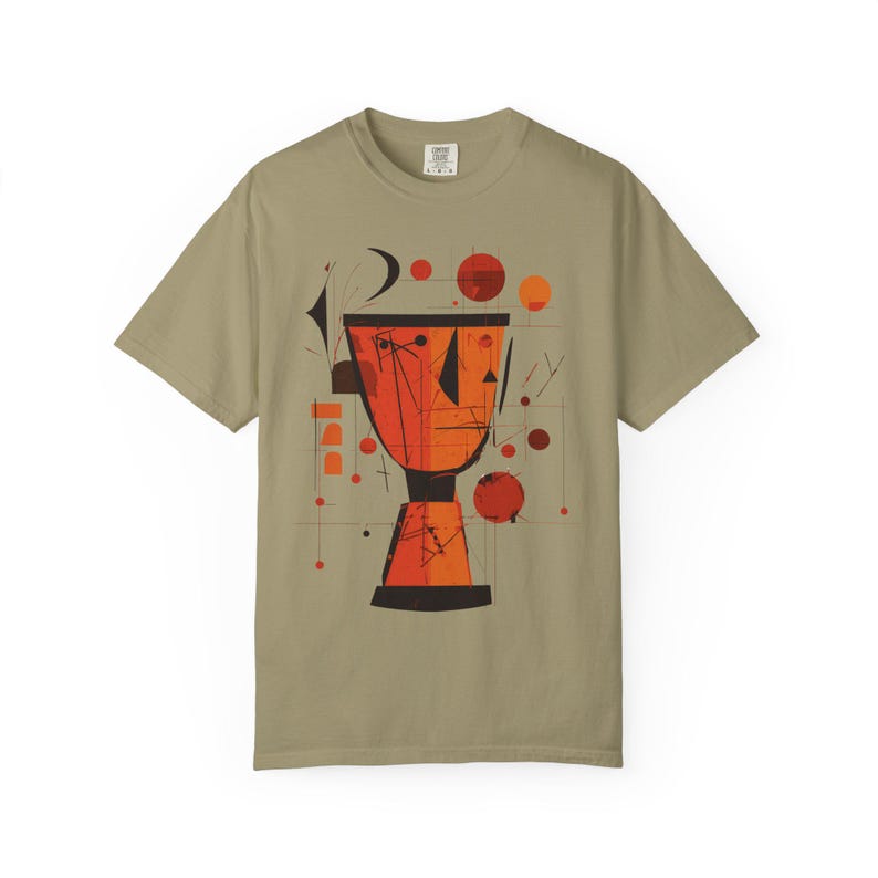 African Djembe Drum Tee, T-Shirt | Comfort Colors Cotton Graphic Khaki