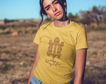 Camiseta con gráfico, camiseta Adinkra, símbolo Denkyem, camiseta con estampado Adinkra de Ghana, camiseta de algodón colorida, camiseta con diseño africano, símbolo étnico