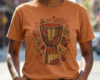 Djembe Drum Afrocentric Graphic T Shirt | Comfort Colors 1717 Cotton Tee | African Inspired Black Cultural Shirt