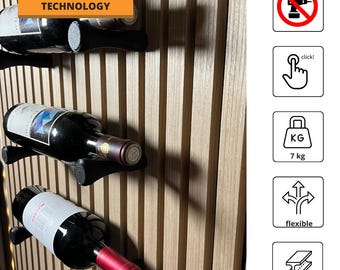 Quick2Install wijnflessenhouder voor akoestische panelen, wijnrek, wijnopslag, modern - boren niet nodig / flexibel te positioneren