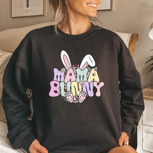 Cute Mama Bunny Pullover, Easter Gift For Mom, Easter Bunny Mom Crewneck Sweatshirt, Easter Sweater, Easter Gift, Easter Crewneck Sweatshirt
