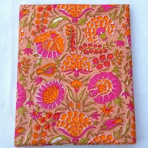 Tissu en coton à fleurs orange rose, tissus indiens pour couture, imprimés au mètre, métriques